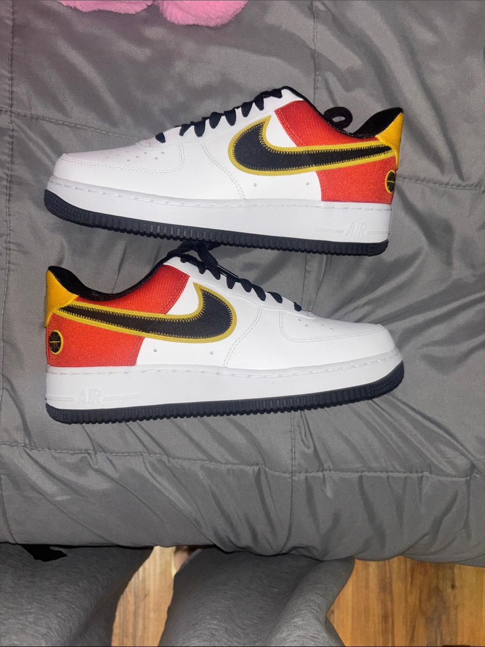 Nike Air Force 1 Low White with Red, Yellow & Black Accents